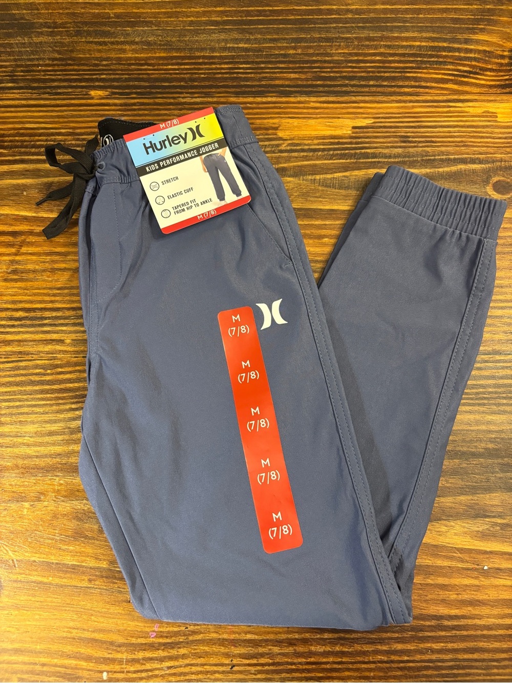NWT Hurley Kids Performance Jogger Pants Blue Size Medium 7/8 Stretch Athletic